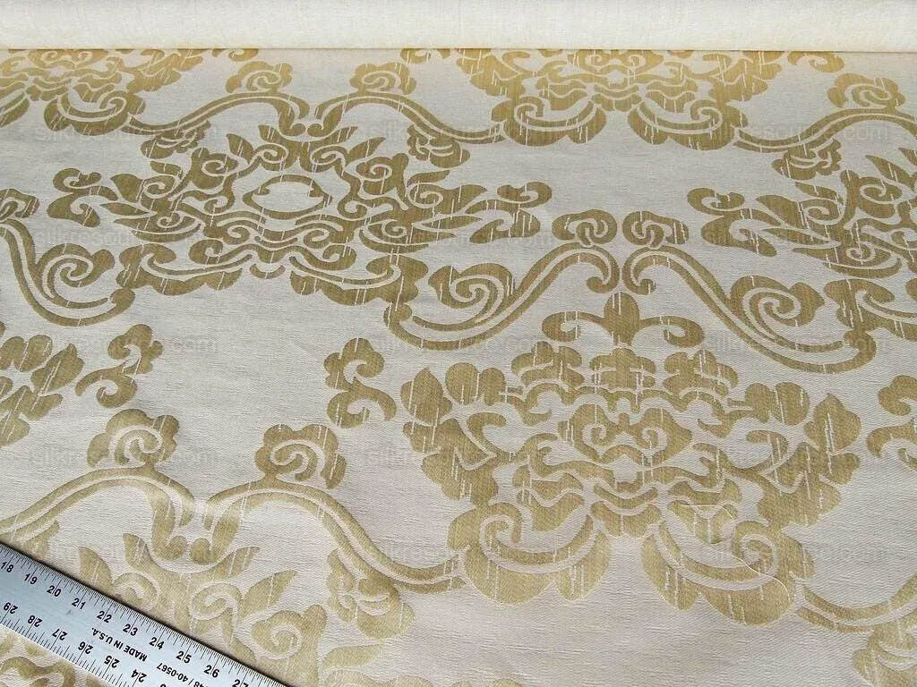 Scalamandre Nimbus Straw Gold Chinoiserie Medallion Damask Light Gold Cotton Linen MSRP USD324/y