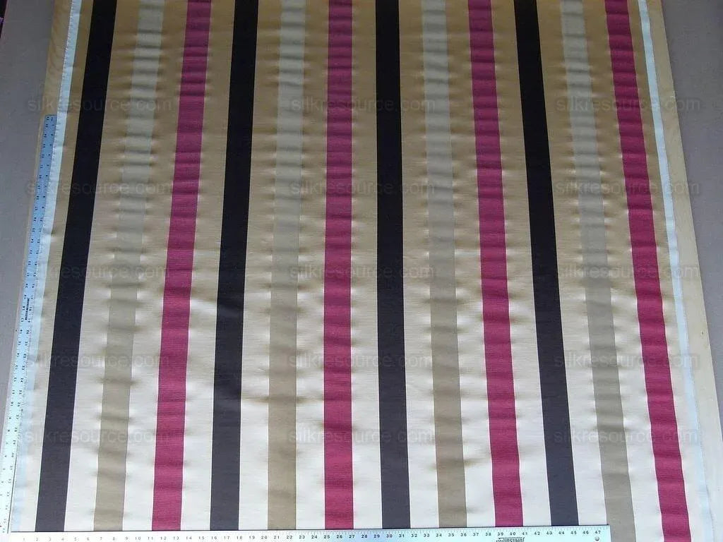 Scalamandre Gilles Stripe Chocolate Bronze Ruby Brown Red Gold Silk Linen Jacquard Heavy Stripe MSRP278/y