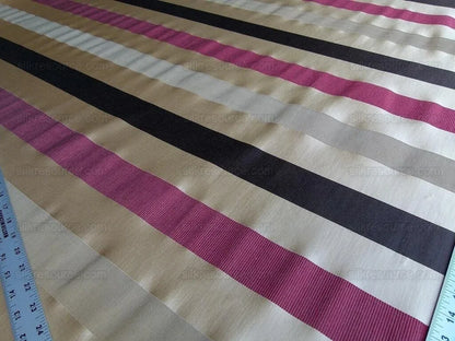 Scalamandre Gilles Stripe Chocolate Bronze Ruby Brown Red Gold Silk Linen Jacquard Heavy Stripe MSRP278/y