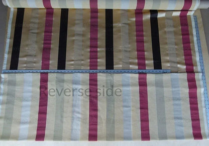 Scalamandre Gilles Stripe Chocolate Bronze Ruby Brown Red Gold Silk Linen Jacquard Heavy Stripe MSRP278/y