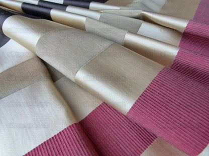 Scalamandre Gilles Stripe Chocolate Bronze Ruby Brown Red Gold Silk Linen Jacquard Heavy Stripe MSRP278/y