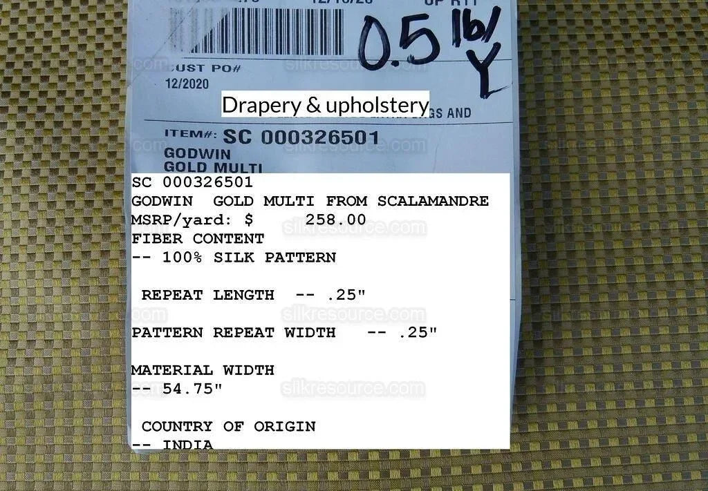 by yard Scalamandre Godwin Gold Gold Yellow Mini Check Silk MSRP USD 258/y