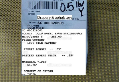 by yard Scalamandre Godwin Gold Gold Yellow Mini Check Silk MSRP USD 258/y