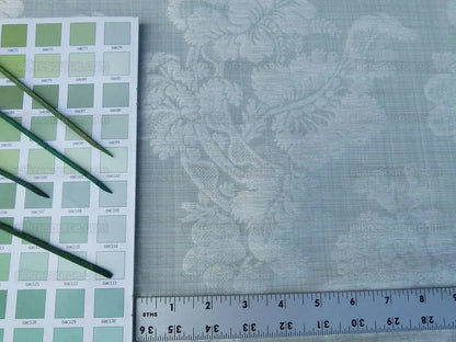 By Yard Scalamandre Uppsala White On Gustavian Blue Green Silk Damask MSRP USD 588/y
