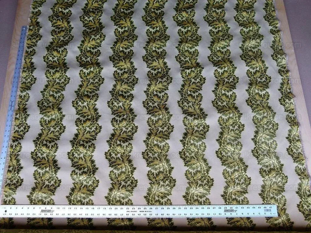 Scalamandre ACANTHUS STRIPE GW GOLD/CHESTNUT CUT VELVET HEAVY! M