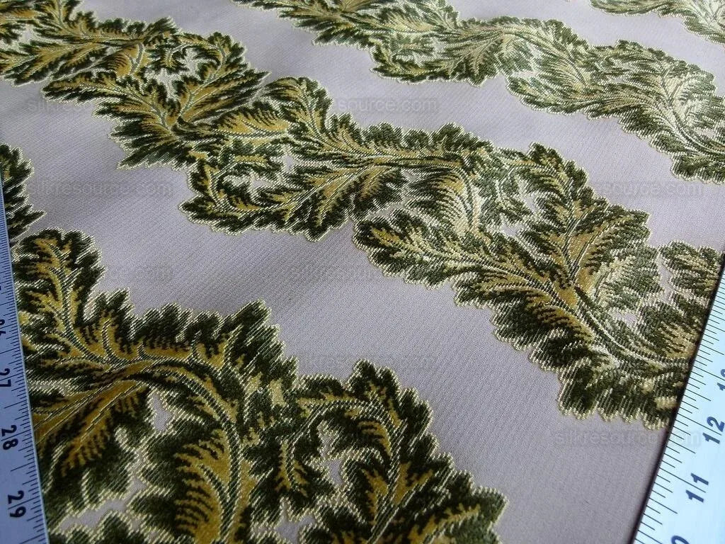 Scalamandre Acanthus Stripe Gw Gold/chestnut Cut Velvet Heavy! M