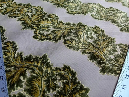 Scalamandre Acanthus Stripe Gw Gold/chestnut Cut Velvet Heavy! M