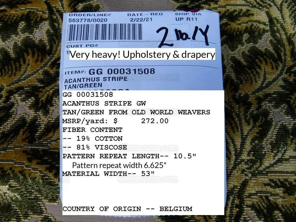 Scalamandre Acanthus Stripe Gw Gold/chestnut Cut Velvet Heavy! M