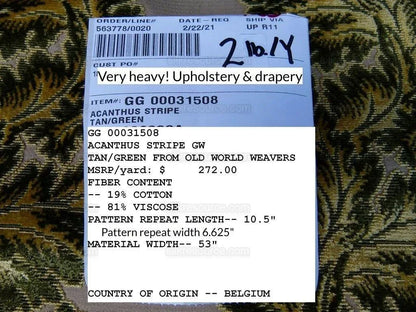 Scalamandre Acanthus Stripe Gw Gold/chestnut Cut Velvet Heavy! M