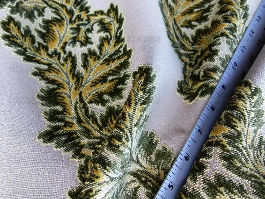 Scalamandre Acanthus Stripe Gw Gold/chestnut Cut Velvet Heavy! M