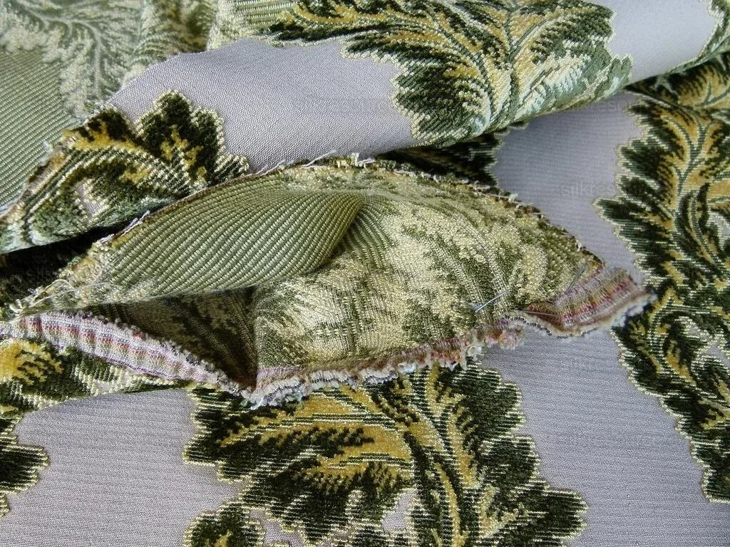 Scalamandre Acanthus Stripe Gw Gold/chestnut Cut Velvet Heavy! M