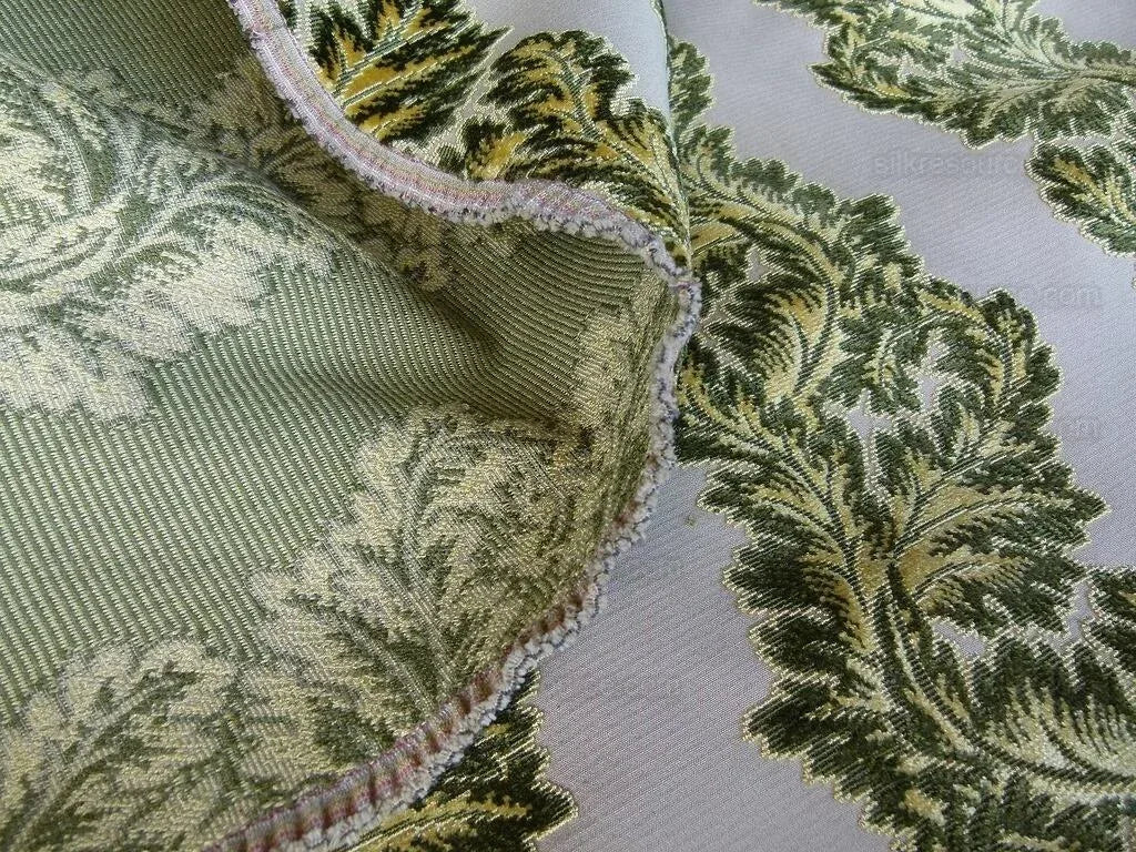 Scalamandre Acanthus Stripe Gw Gold/chestnut Cut Velvet Heavy! M