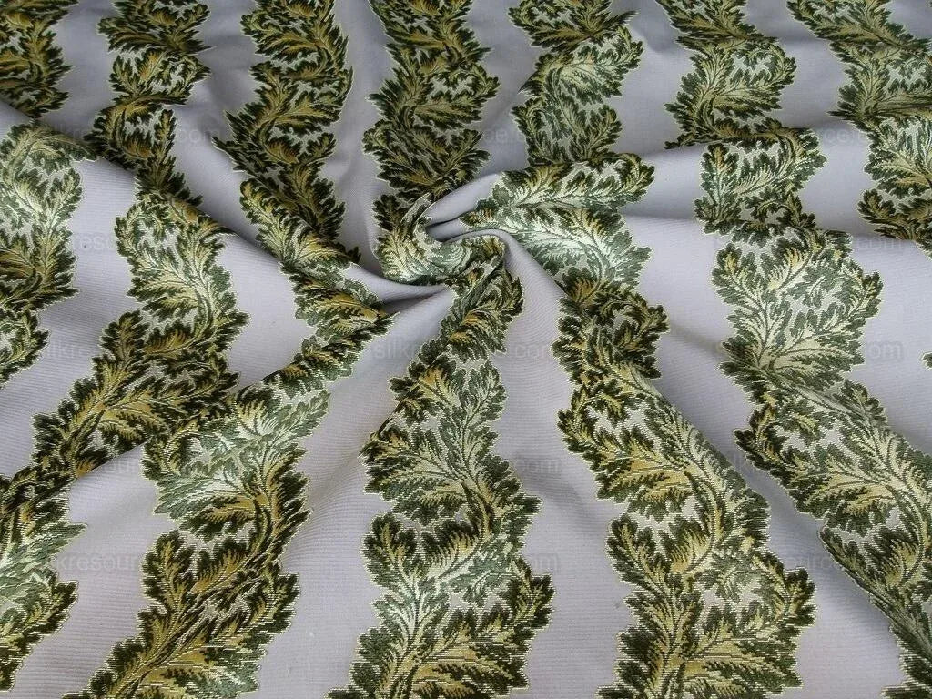 Scalamandre Acanthus Stripe Gw Gold/chestnut Cut Velvet Heavy! M