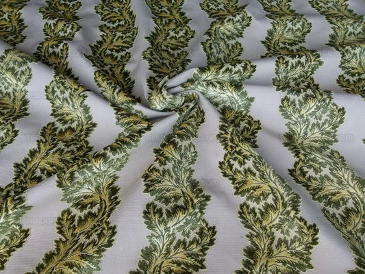 Scalamandre Acanthus Stripe Gw Gold/chestnut Cut Velvet Heavy! M