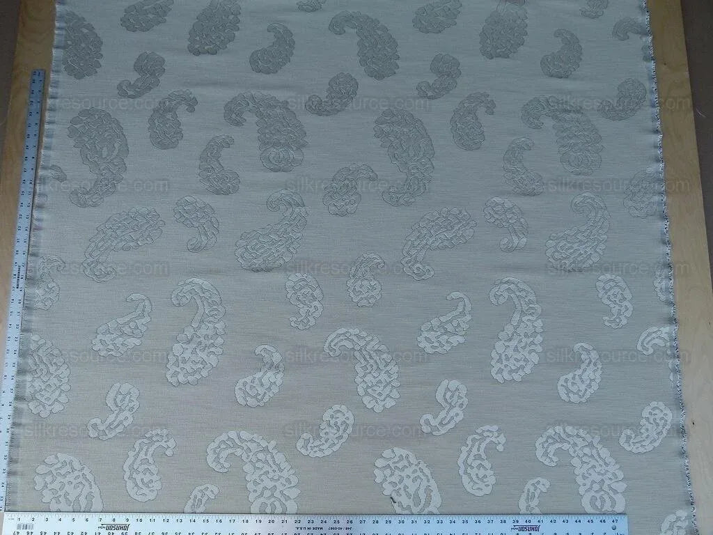 Scalamandre Katmandu Crema Green Silk Lampas Paisley MSRP USD 364