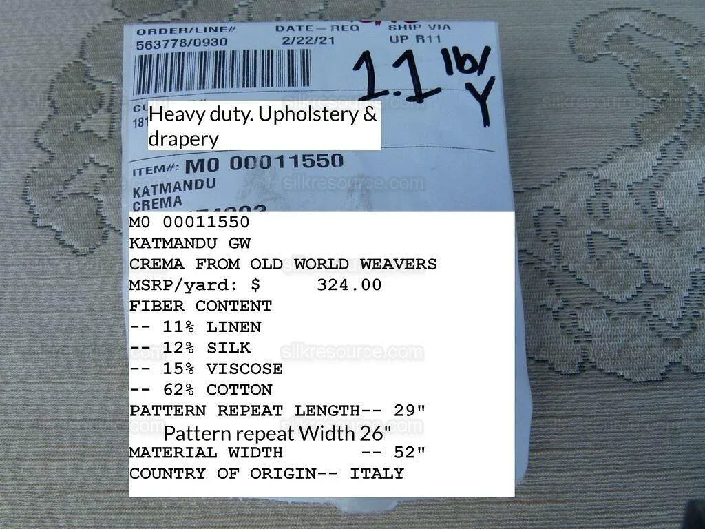 Scalamandre Katmandu Crema Green Silk Lampas Paisley MSRP USD 364