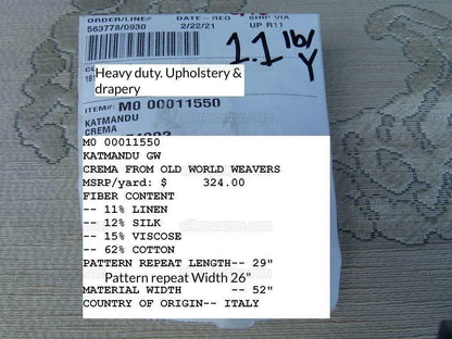 Scalamandre Katmandu Crema Green Silk Lampas Paisley MSRP USD 364