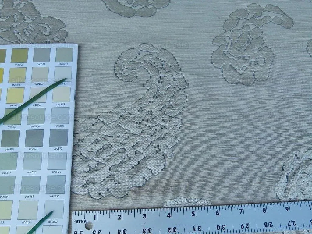 Scalamandre Katmandu Crema Green Silk Lampas Paisley MSRP USD 364