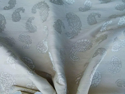 Scalamandre Katmandu Crema Green Silk Lampas Paisley MSRP USD 364