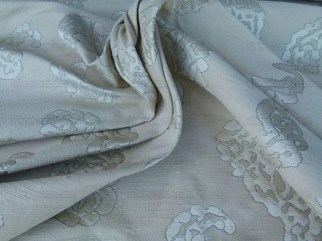 Scalamandre Katmandu Crema Green Silk Lampas Paisley MSRP USD 364