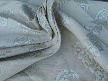 Scalamandre Katmandu Crema Green Silk Lampas Paisley MSRP USD 364