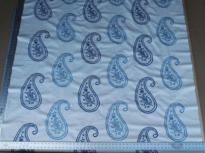 by yard Scalamandre Caitlin Embroidery Paisley Cotton Blue White MSRP USD142/Y