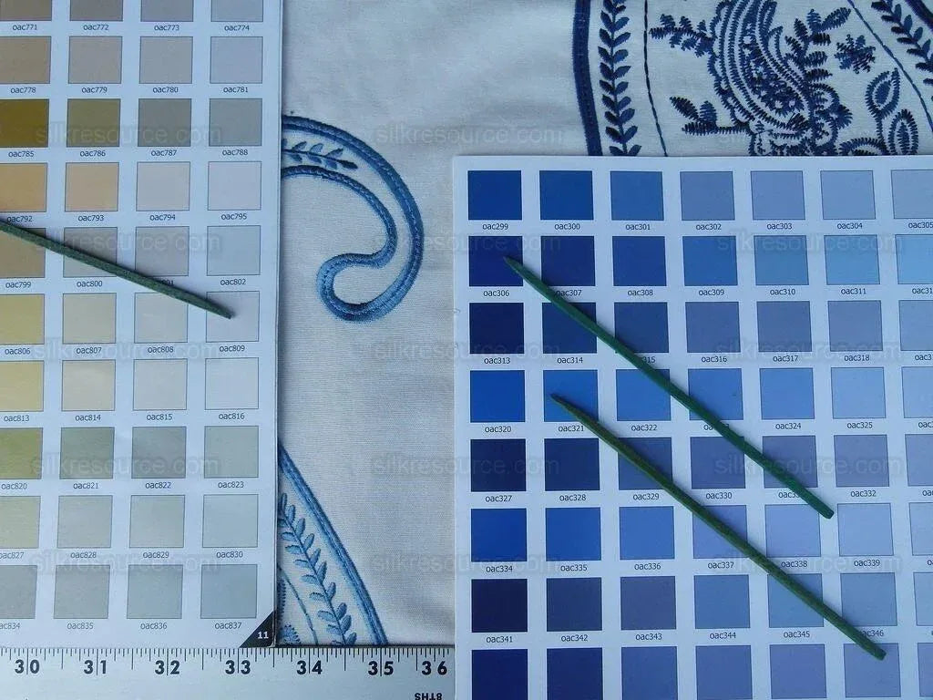 by yard Scalamandre Caitlin Embroidery Paisley Cotton Blue White MSRP USD142/Y