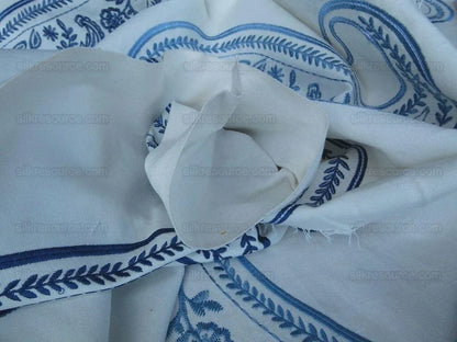 by yard Scalamandre Caitlin Embroidery Paisley Cotton Blue White MSRP USD142/Y