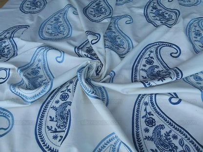 by yard Scalamandre Caitlin Embroidery Paisley Cotton Blue White MSRP USD142/Y