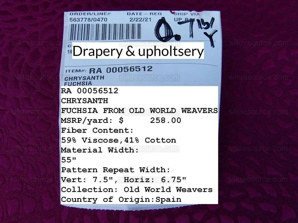 Scalamandre Chrysanthemum Fuchsia Pink Flowers Woven Glamor Texture MSRP USD 258/Y