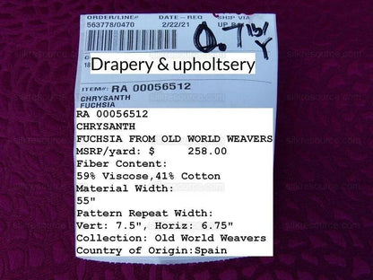 Scalamandre Chrysanthemum Fuchsia Pink Flowers Woven Glamor Texture MSRP USD 258/Y