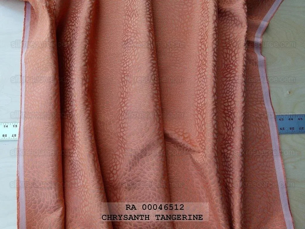 Scalamandre Chrysanth Chrysanthemum Tangerine Flowers Woven Glamour Texture Old World Weavers MSRP USD 258/Y