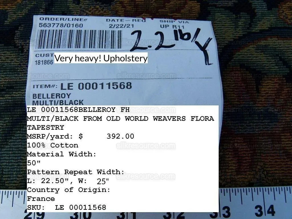 Scalamandre Belleroy Multi/black Old World Weavers Flora Tapestry from France Wild Flower MSRP USD392