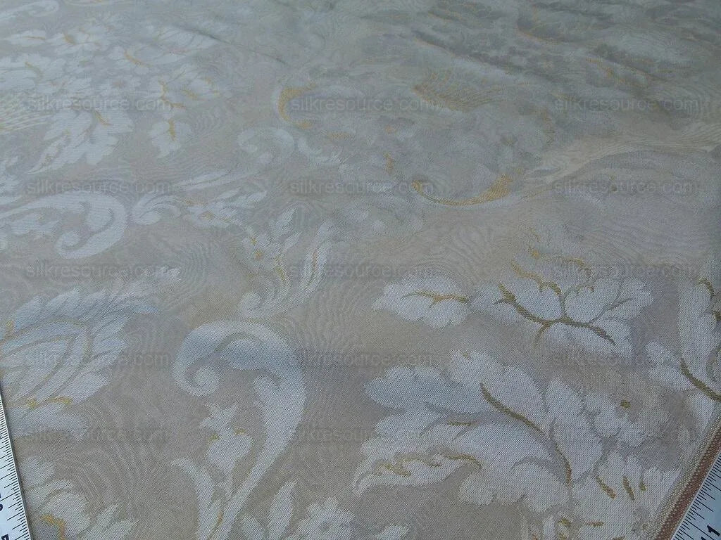 Scalamandre Rigoletto Classy Damask Grey Watkins Renaissance Cotton Linen Beige Tan Grey MSRP USD 264/Y