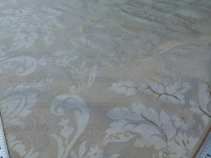 Scalamandre Rigoletto Classy Damask Grey Watkins Renaissance Cotton Linen Beige Tan Grey MSRP USD 264/Y