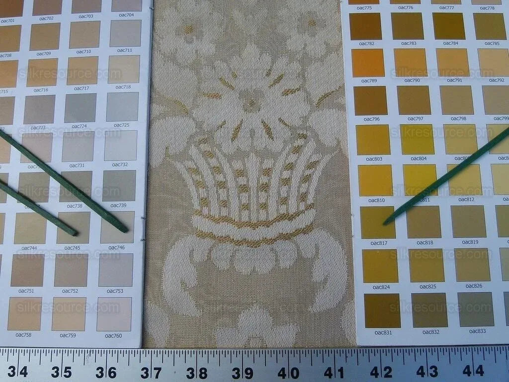 Scalamandre Rigoletto Classy Damask Grey Watkins Renaissance Cotton Linen Beige Tan Grey MSRP USD 264/Y