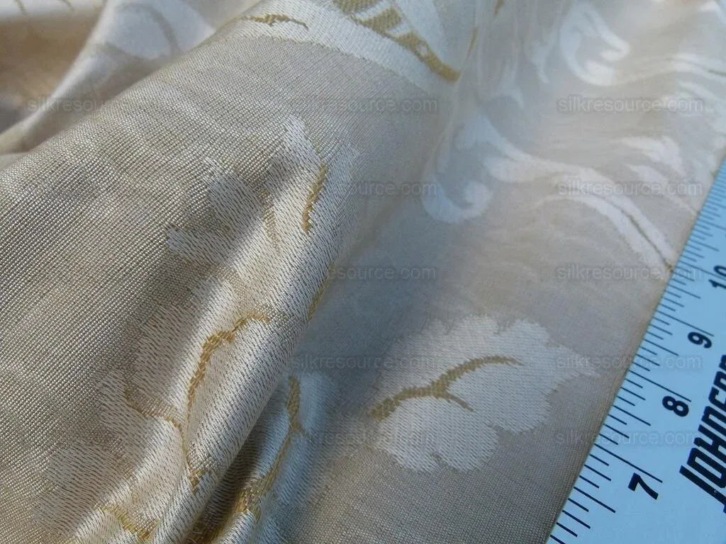 Scalamandre Rigoletto Classy Damask Grey Watkins Renaissance Cotton Linen Beige Tan Grey MSRP USD 264/Y