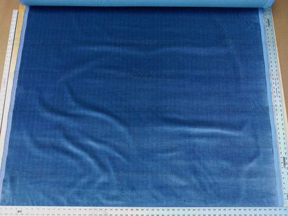 BY Yard Scalamandre Strie Amboise Cadet Blue Thick Lush Cotton Velvet MSRP USD 196/Yd