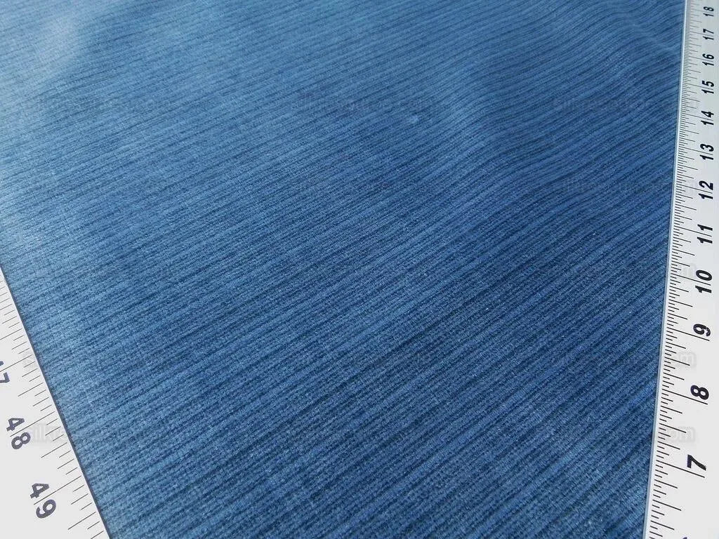 BY Yard Scalamandre Strie Amboise Cadet Blue Thick Lush Cotton Velvet MSRP USD 196/Yd