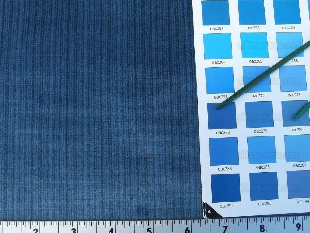 BY Yard Scalamandre Strie Amboise Cadet Blue Thick Lush Cotton Velvet MSRP USD 196/Yd