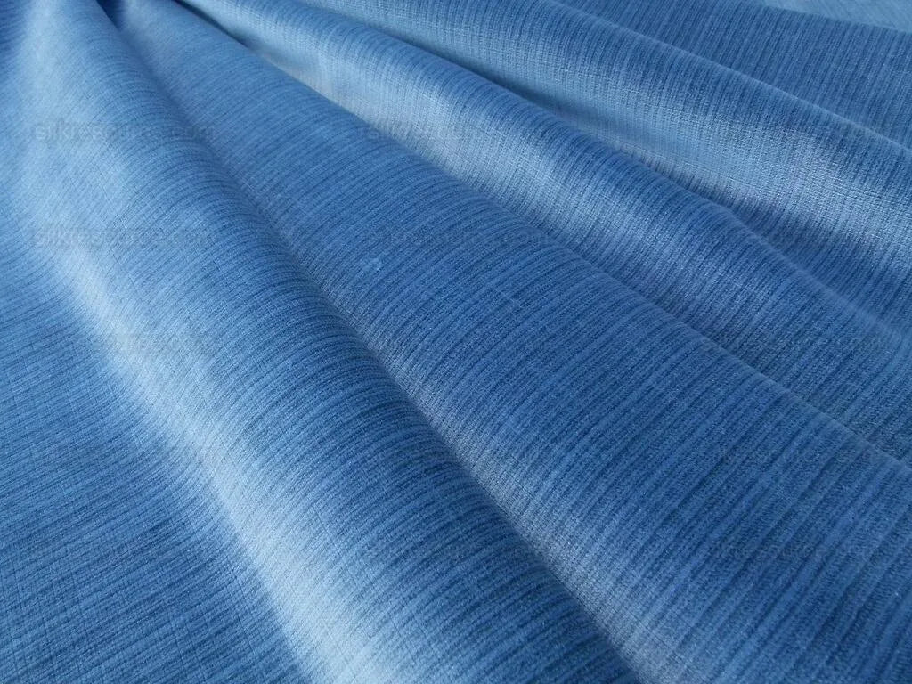 BY Yard Scalamandre Strie Amboise Cadet Blue Thick Lush Cotton Velvet MSRP USD 196/Yd