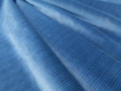 BY Yard Scalamandre Strie Amboise Cadet Blue Thick Lush Cotton Velvet MSRP USD 196/Yd