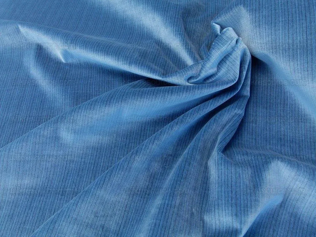 BY Yard Scalamandre Strie Amboise Cadet Blue Thick Lush Cotton Velvet MSRP USD 196/Yd