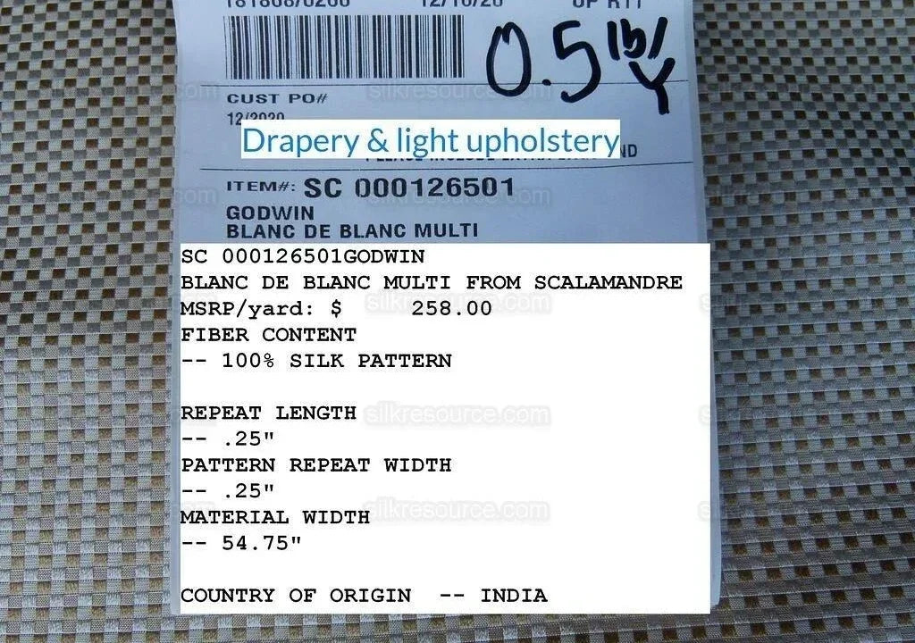 by yard Scalamandre Godwin Blanc De Blanc White Gold Mini Check Silk MSRP USD 258/y