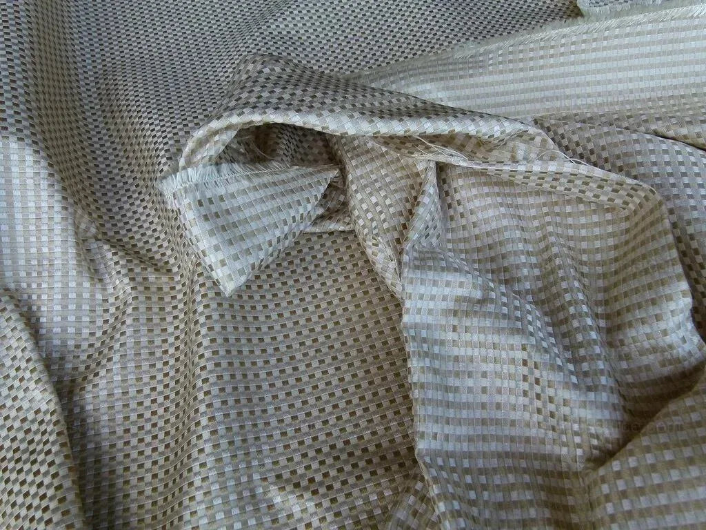 by yard Scalamandre Godwin Blanc De Blanc White Gold Mini Check Silk MSRP USD 258/y