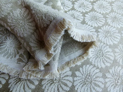 Scalamandre Castletown Flax White Jacquard Small Scale Daisy Linen MSRP USD218/y