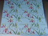 Scalamandre Grey Watkins Lady Slippers Orchid Print Blue Pink MSRP USD 236/Y