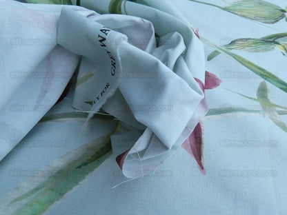 0.75Y Scalamandre Grey Watkins Lady Slippers Orchid Print Blue Pink MSRP USD 236/Y (Copy)