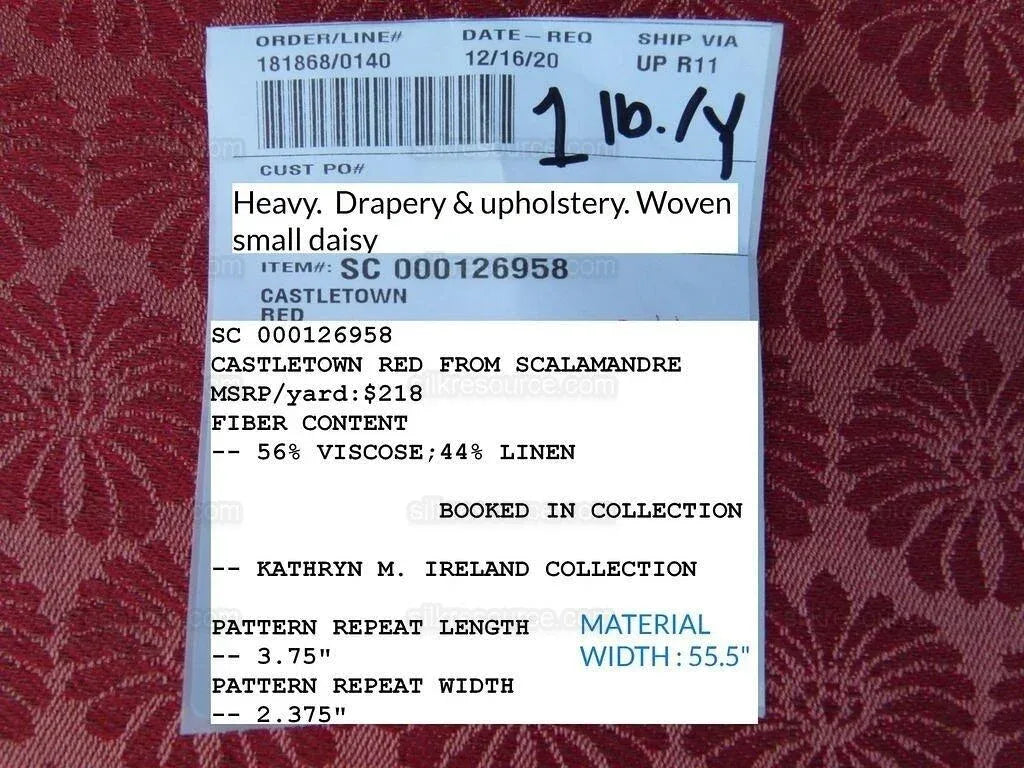 Scalamandre Castletown Red Pink Jacquard Small Scale Daisy Linen MSRP USD218/y