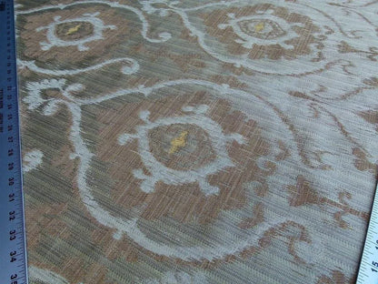 Scalamandre Libretto Olive Green Bronze Medallion Lampas MSRP USD258